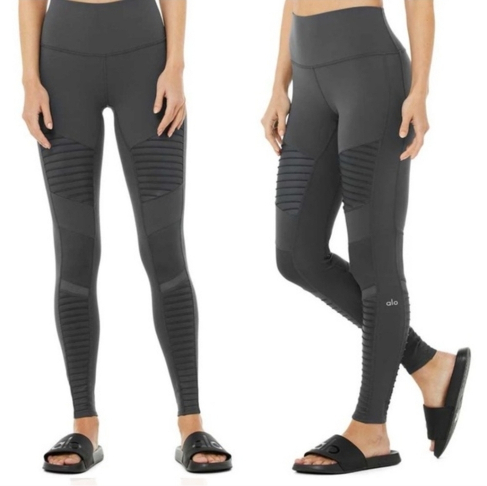 ALO YOGA High Waist Moto Legging Gray Size Small